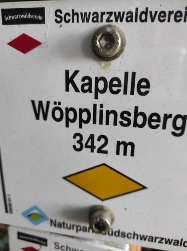 Kapelle Wöpplingsberg Hinweisschild