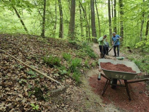 Wege, die sowohl Fußgänger als auch Moutainbiker nutzen