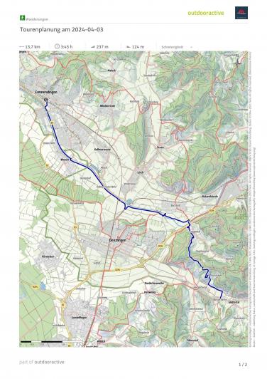 Wimpelwanderung von Emmendingen ins Glottertal Kartenausschnitt