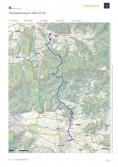 Wimpelwanderung Glottertal nach Kirchzarten Kartenausschnitt