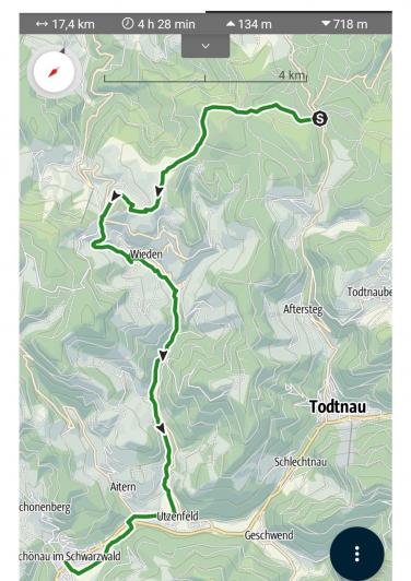 Wimpelwanderung Notschrei nach Schönau im Wiesental Kartenausschnitt