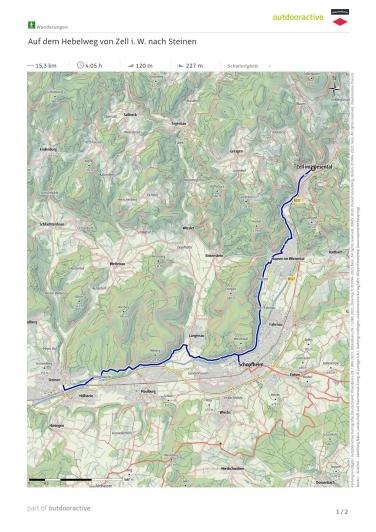 Wimpelwanderung Zell nach Steinen im Wiesental Kartenausschnitt